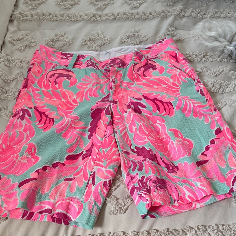 Lilly Pulitzer Pink and Green Floral Shorts